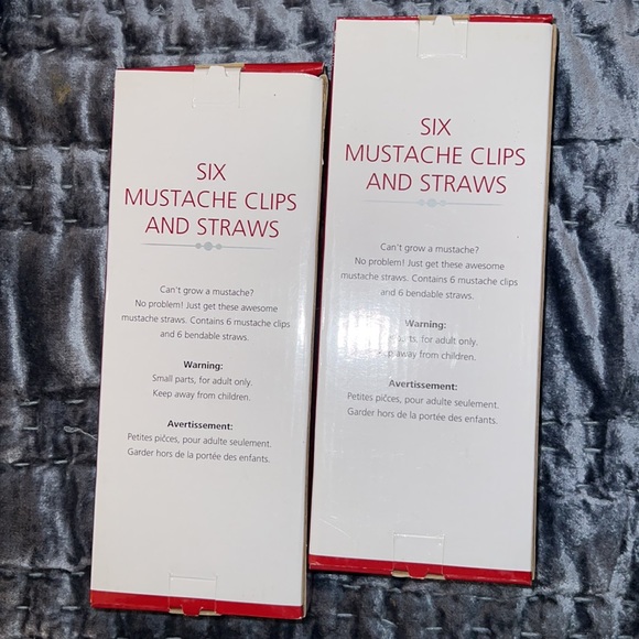 Bed, Bath & Beyond Party Supplies Nib 2 Plastic Straws With Black Plastic Mustache Clips